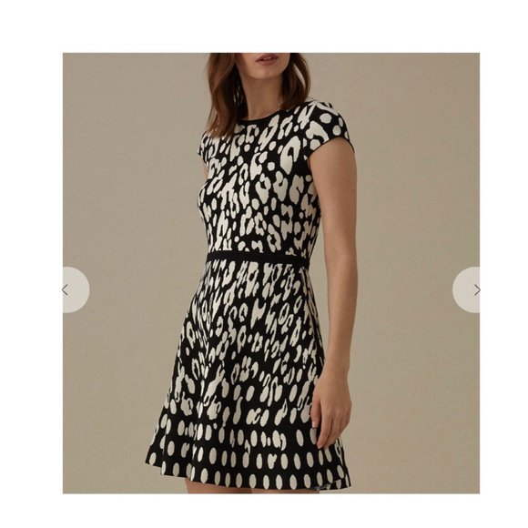 Karen Millen Leopard Fit&Flare Dress XS - Picture 5 of 8